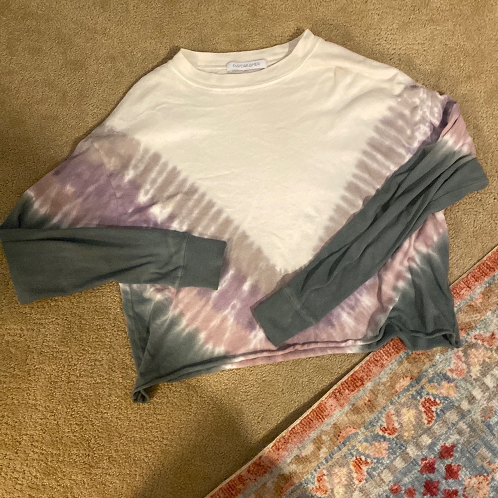 Daydreamer Dusty Rose Tie Dye Long Sleeve Crop Tee